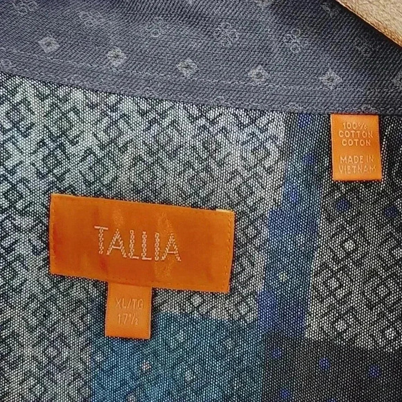 Tallia Men's XL Long Sleeve Button-Up Shirt Printed Gray & Blue 12CT - Picture 4 of 5